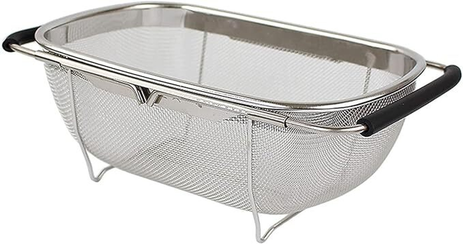 Image of DEALZONE Stainless Steel Sink Colander Strainer Basket for Vegetables Fruits Dishes Collapsible Strainer