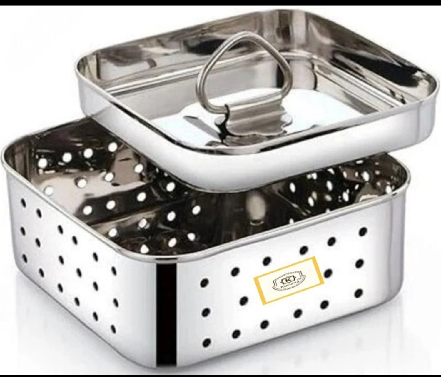 Image of Konava Stainless Steel 650ml Square Shape Indian Paneer /Tofu Press Mould Maker Collapsible Colander