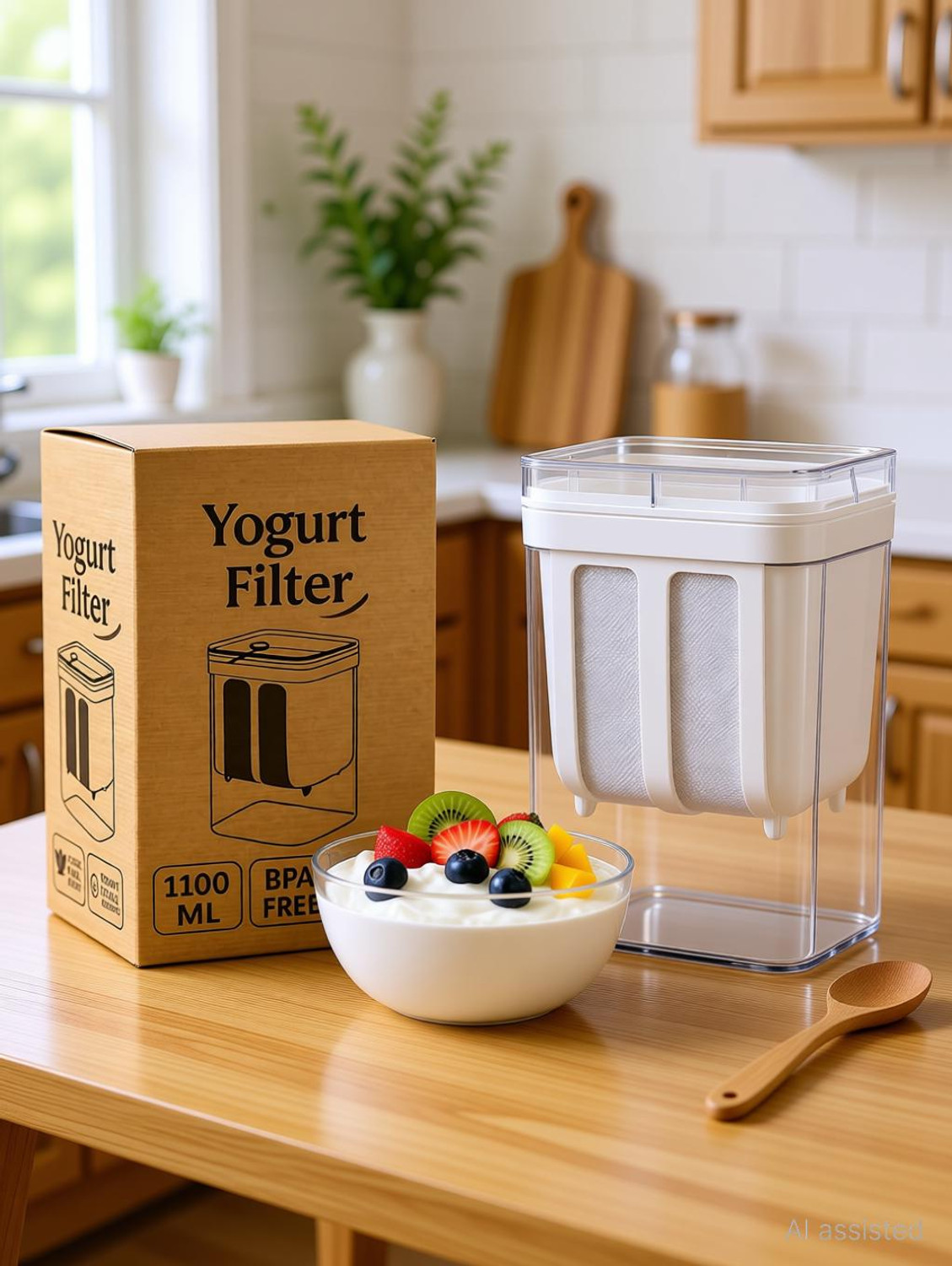 Image of DALUCI Curd Strainer for Kitchen, Yogurt Filter & Hung Curd Strainer Collapsible Strainer
