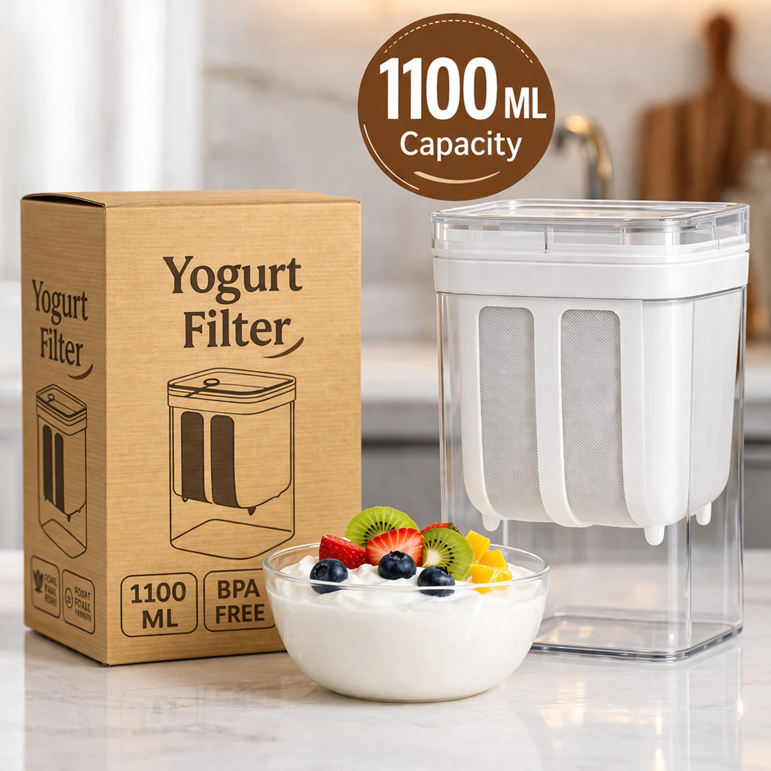 Image of DALUCI Curd Strainer for Kitchen, Yogurt Filter & Hung Curd Strainer Collapsible Strainer