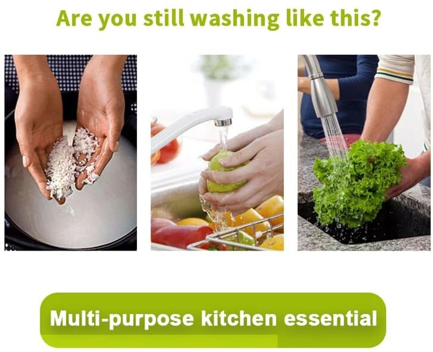 Image of STREPTO Kitchen Rice Bowl Plastic Fruit Bowl Thick Drain Basket with Handle Collapsible Sieve