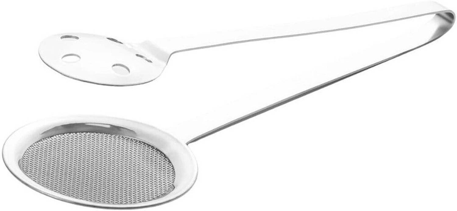 Brunchy 2-in-1 Stainless Steel Fry Strainer Spoon with Clip | Snack Fryer Tong Strainer
