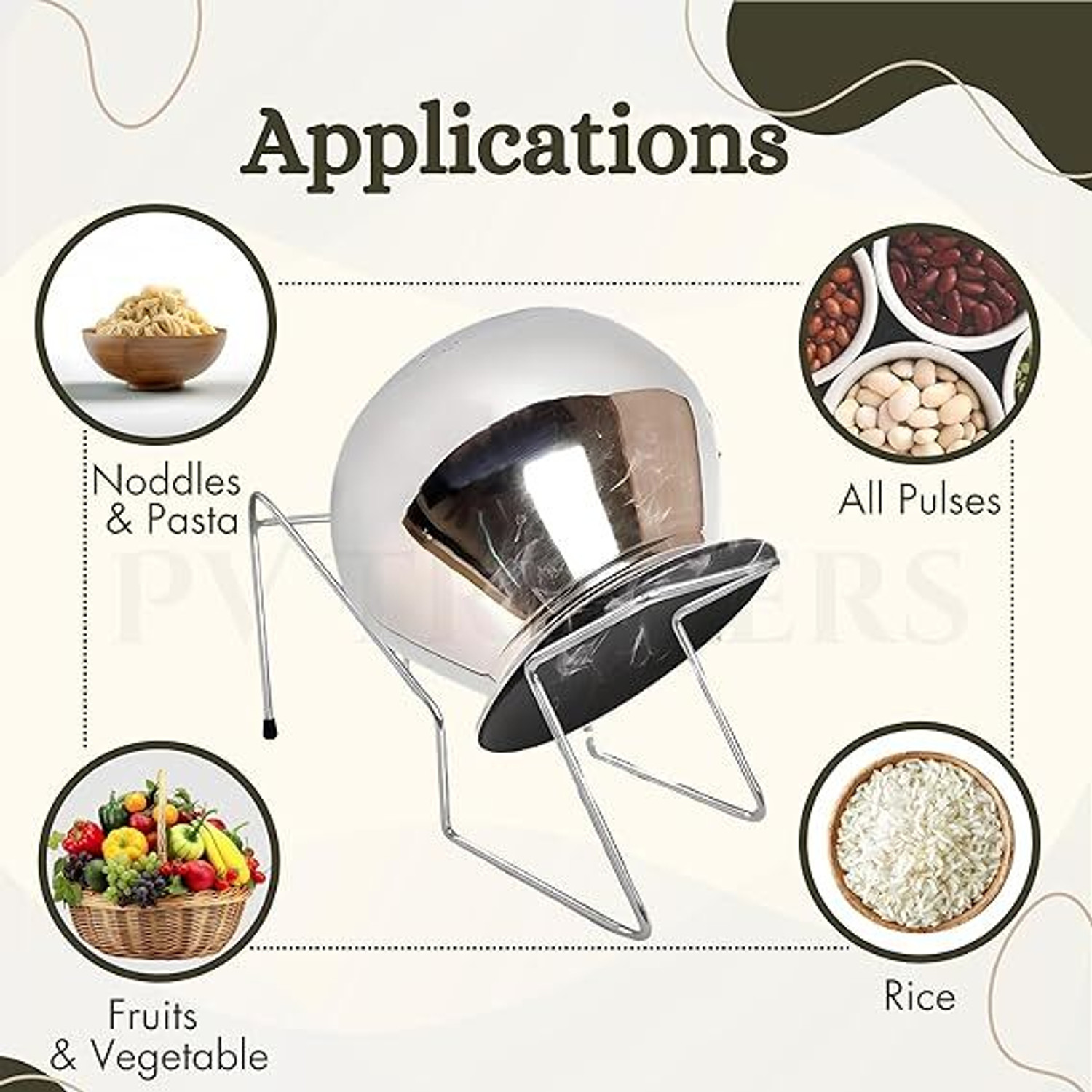 Image of JSS Handsfree Rice Pot Drainer Stand with Heat Resistant Silicon Mittens Colander
