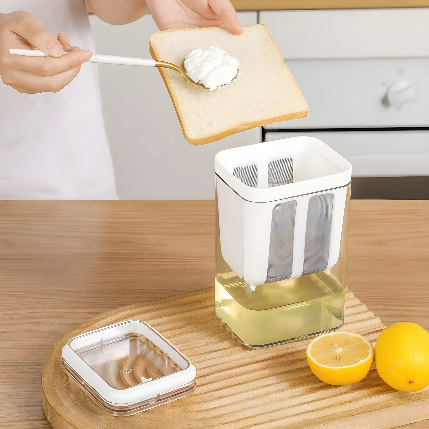 Image of Lixgen Hung Curd Strainer Box | Curd Maker and Greek Yogurt Maker - 1100ml Strainer