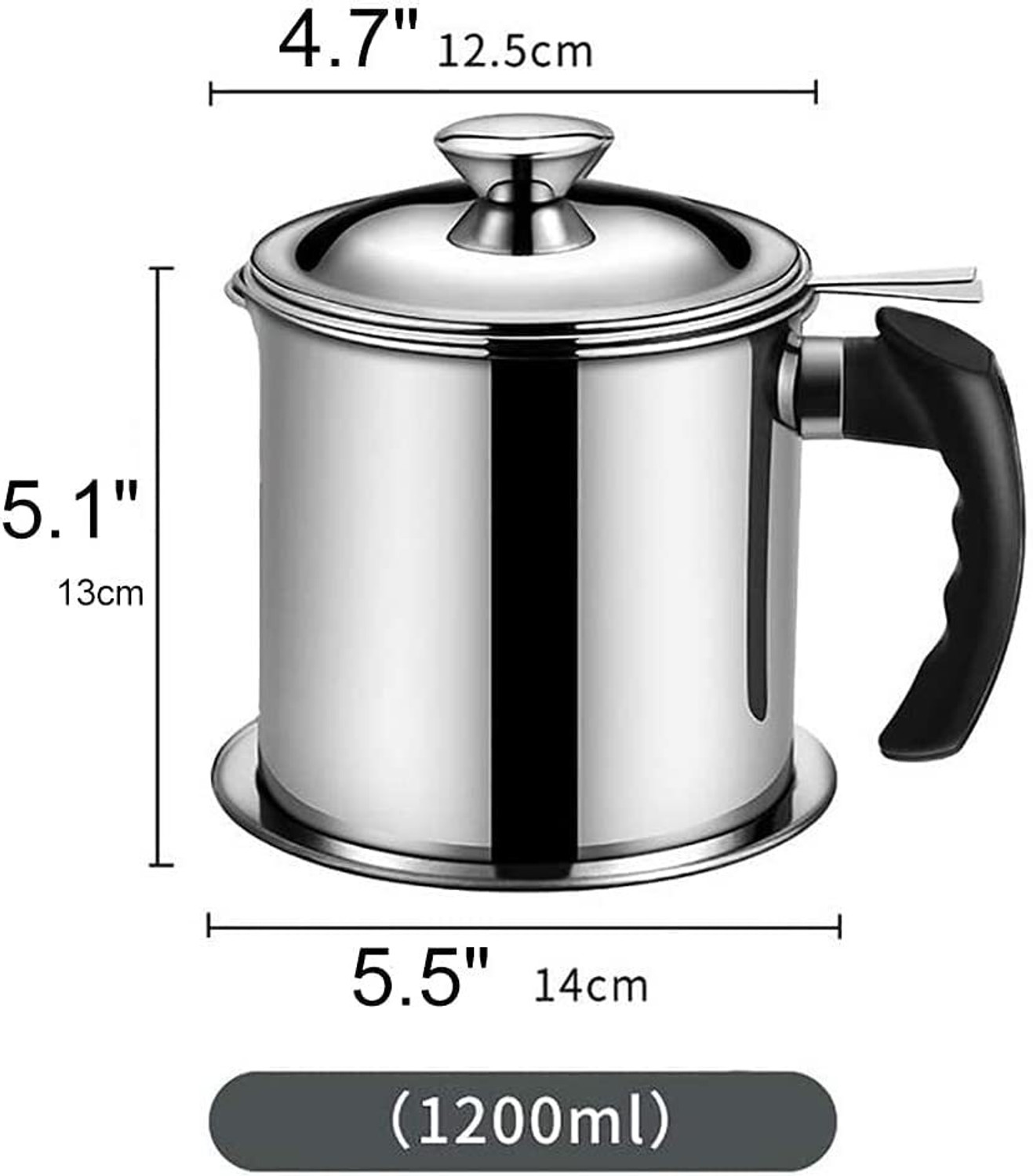 Image of We four Oil Storage & Filter Pot 1.5L Grease Separator with Fine Mesh Strainer Strainer