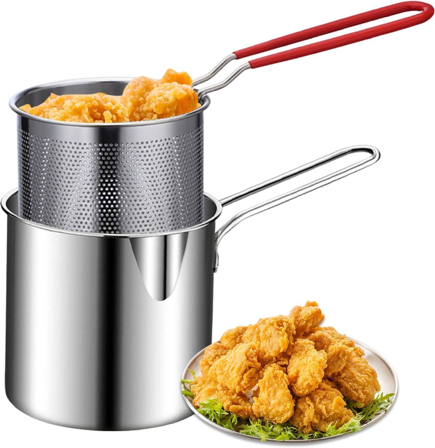 Stainless Steel Detachable Fryer Pan with Strainer 1.2 L