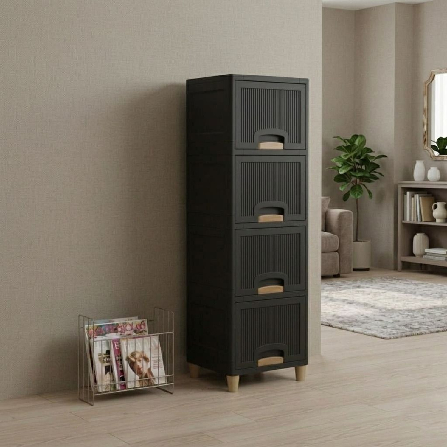 Image of GROTHEORY Multi layer Plastic Storage Cabinet for Clothes with Spacious Drawers PP Collapsible Wardrobe