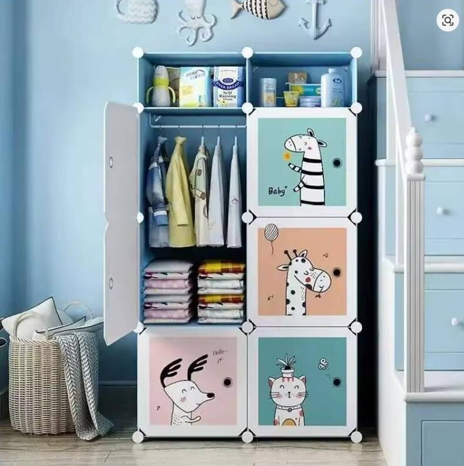 ZIVETY 6-Door 6-Shelf Plastic Wardrobe - Image 1