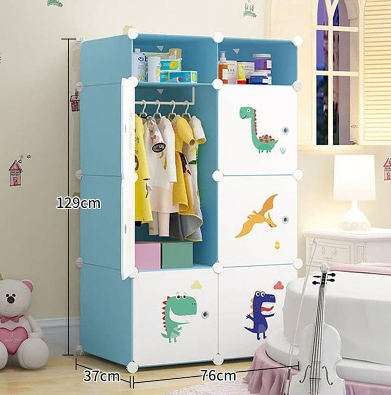 Image of Hemovia 6-Door 8-Shelf Plastic kids Collapsible Cupboard PC Collapsible Wardrobe PC Collapsible Wardrobe