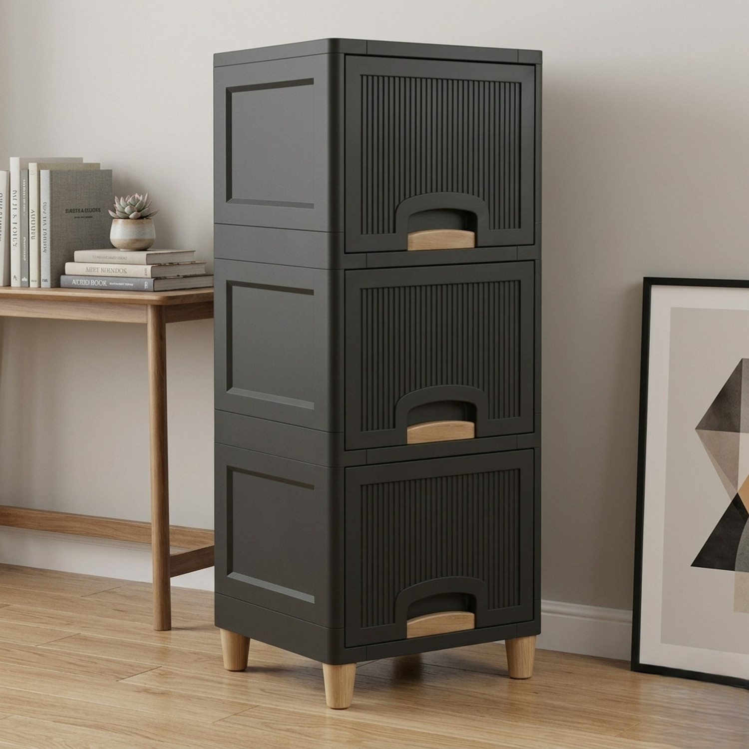 Image of VISEMAN multi layer Drawer Cabinet with Balanced Weight Distribution PP Collapsible Wardrobe