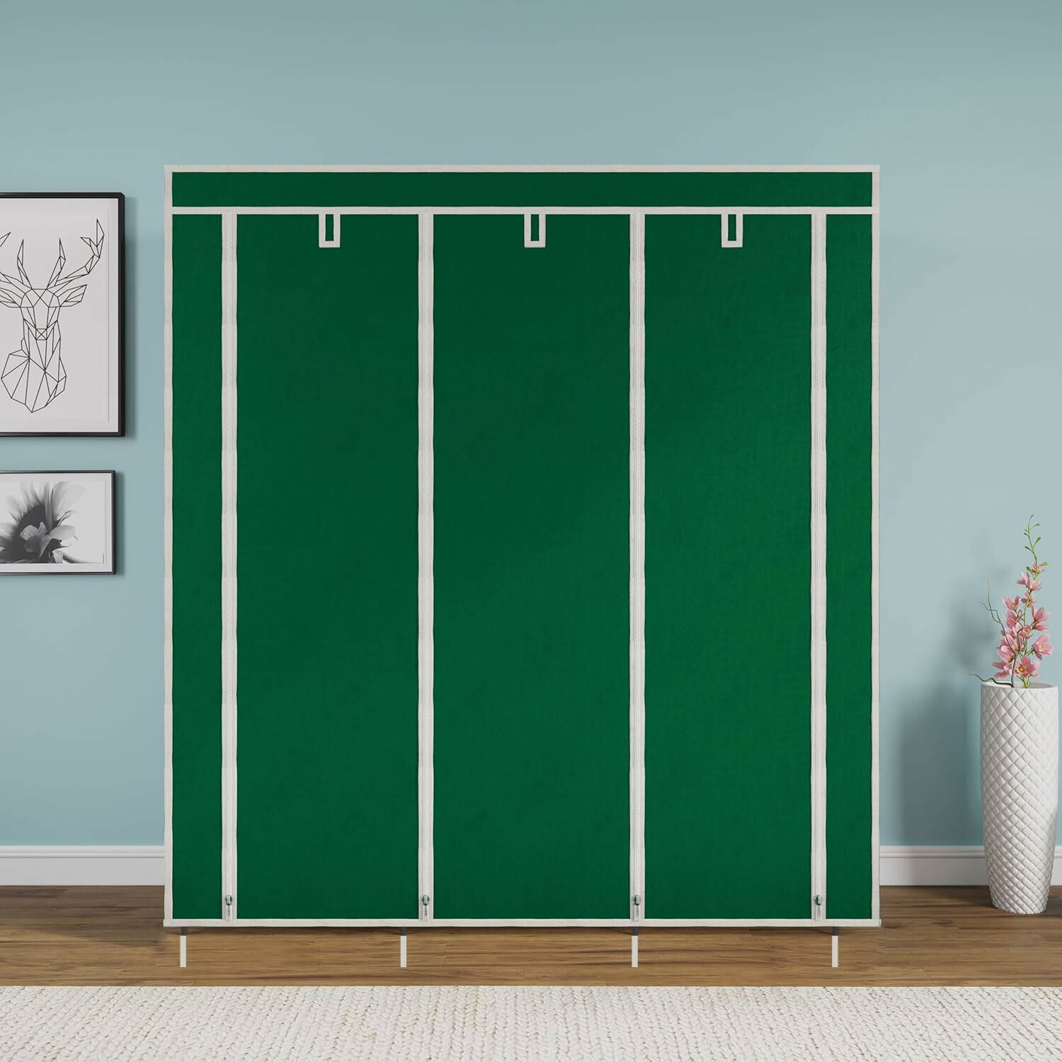 Image of MS MODSTYLE MS MODSTYLE Green PP Collapsible Wardrobe