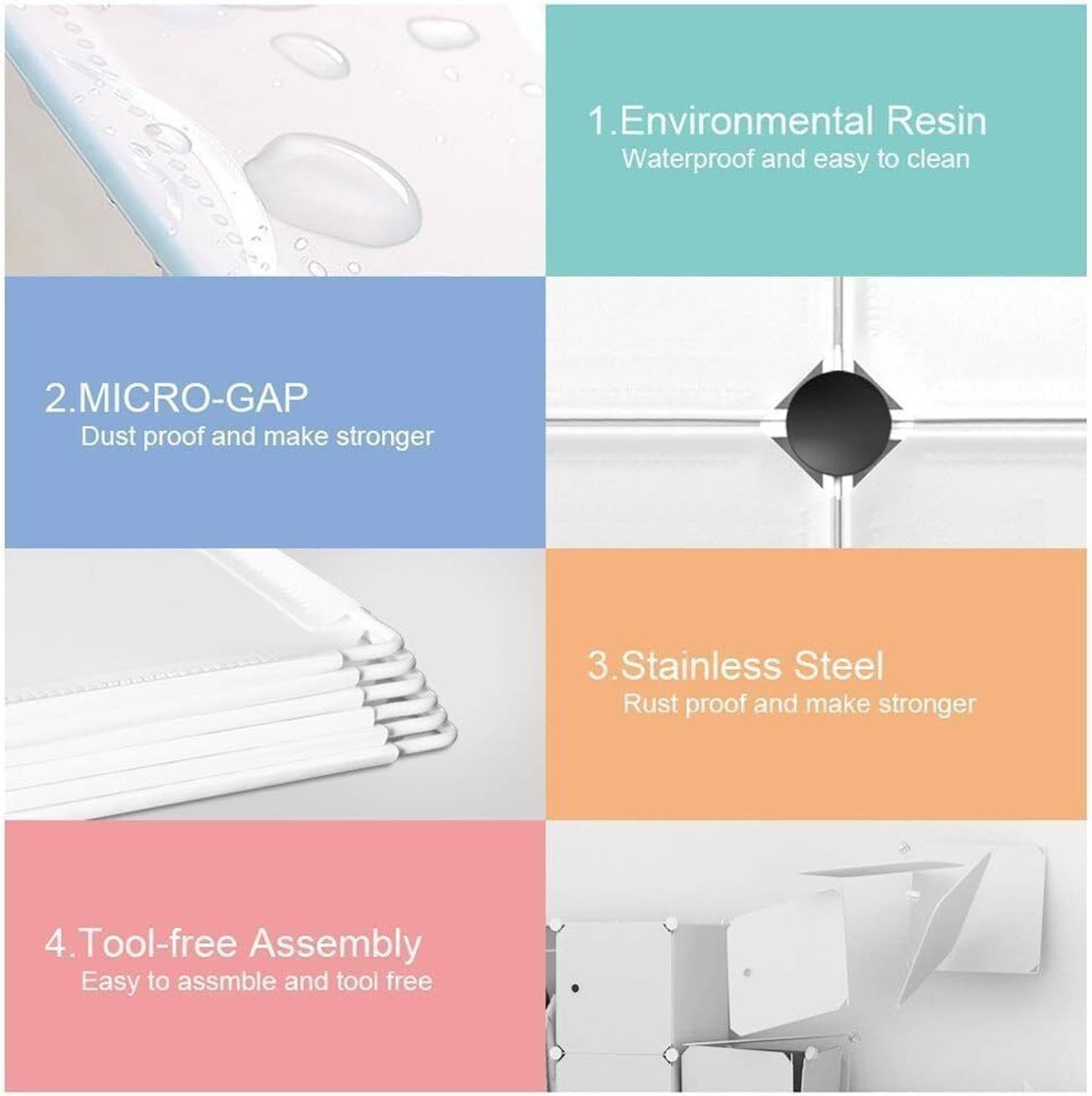 ZIVETY 6-Door 6-Shelf Plastic Wardrobe - Image 3