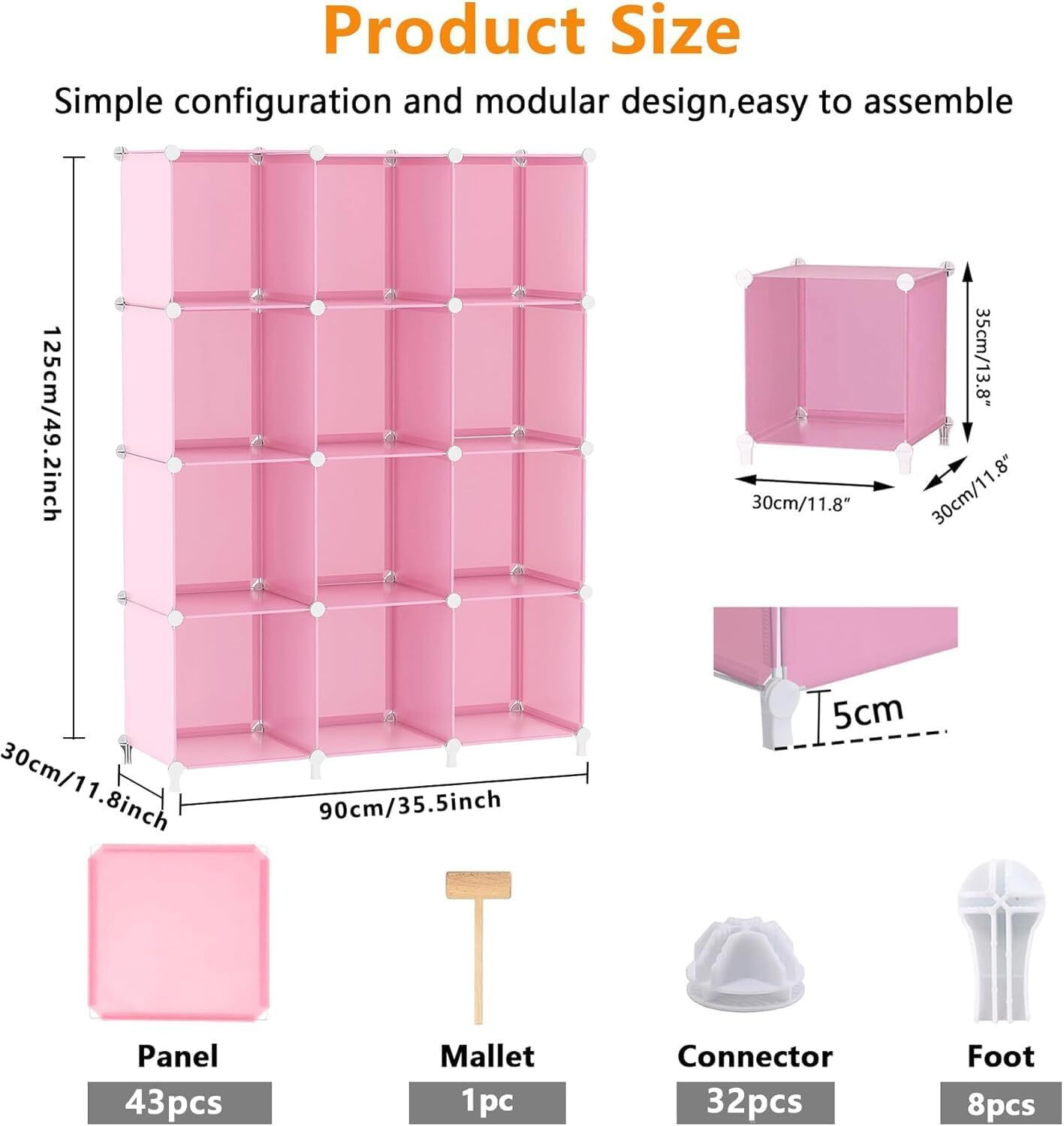 Image of Hemovia 12-Door 12-Shelf Plastic kids Collapsible Cupboard PC Collapsible Wardrobe PC Collapsible Wardrobe