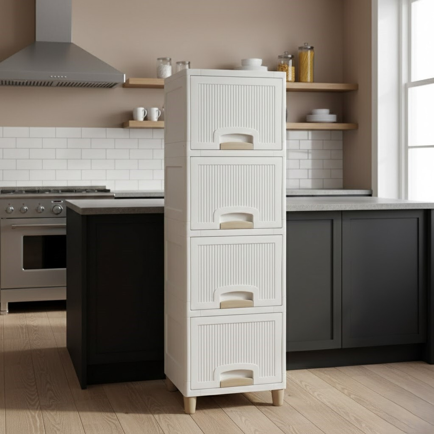 Image of FINWARE 4 Units Multipurpose Folding Versatile Drawer Cabinet Storage Organizer Box(4XL) Plastic Free Standing Chest of Drawers