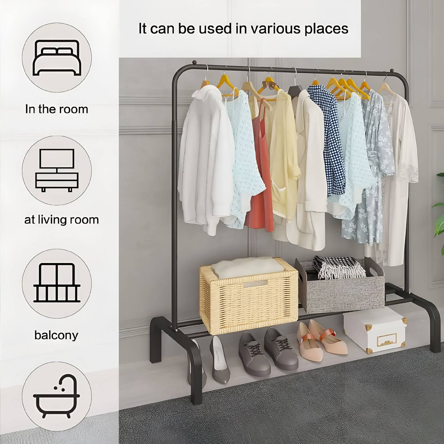 GK-JLPV Heavy Duty Carbon Steel Freestanding Garment Rack - Image 5