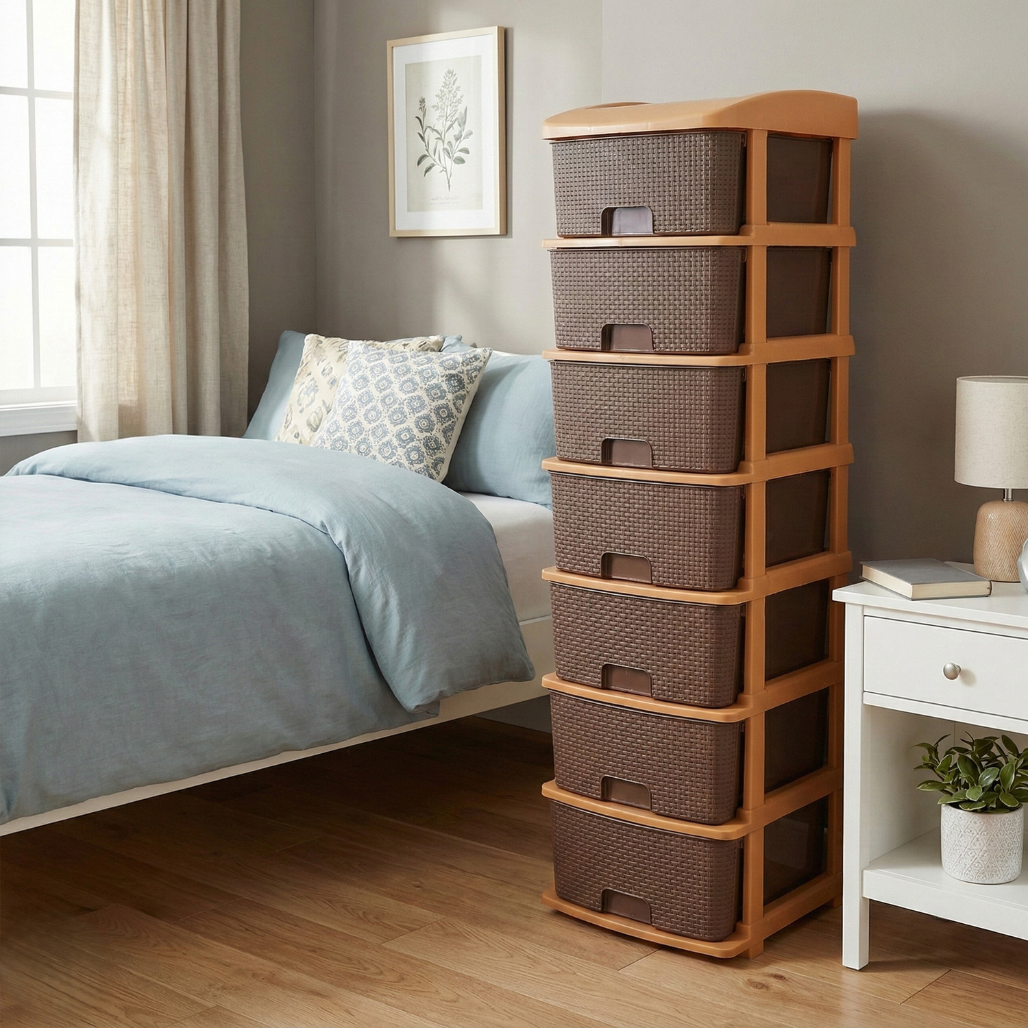 Image of Suptikes Executive Multi Drawer Office Supplies Organizer PP Collapsible Wardrobe