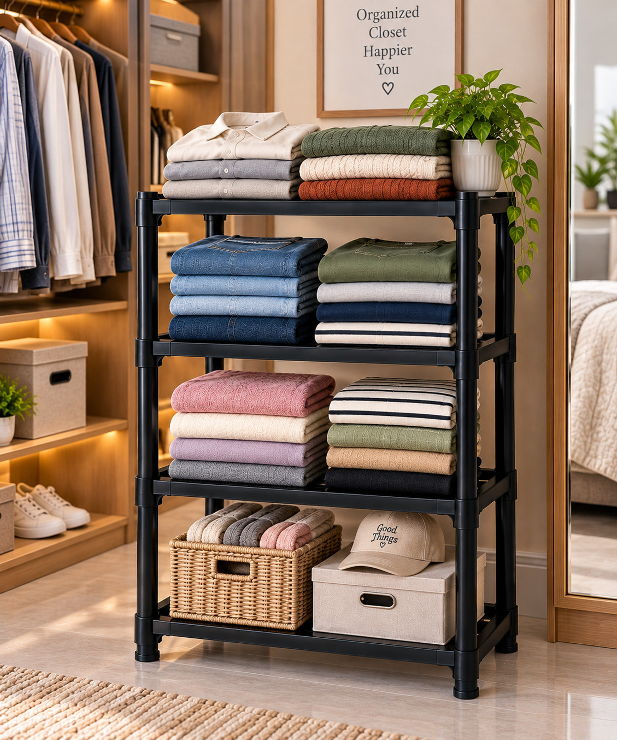Image of jagahFlex 4 LAYER MULTIPURPOSE RACK PP Collapsible Wardrobe