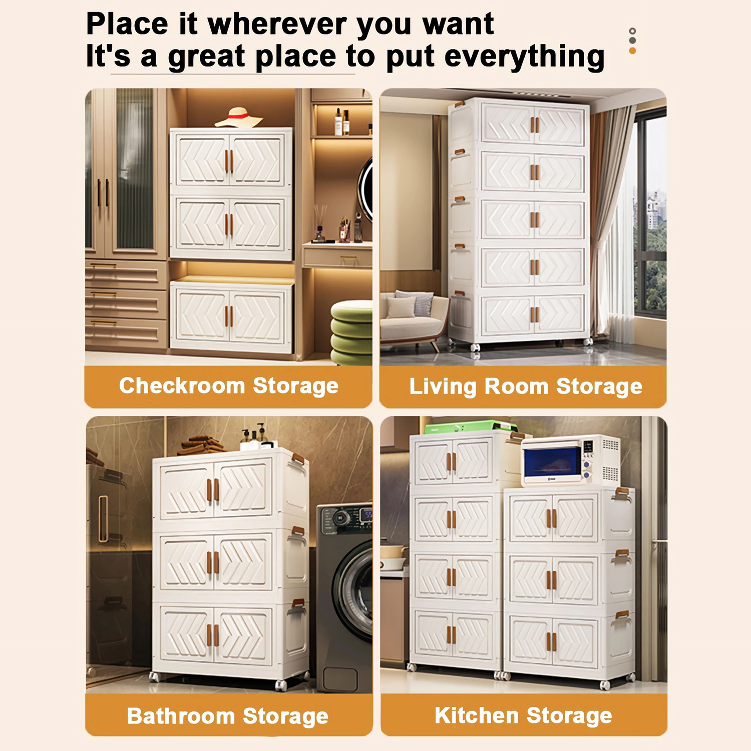 Image of Sasimo 4-Tier Plastic Foldable Cupboard PC Collapsible Wardrobe
