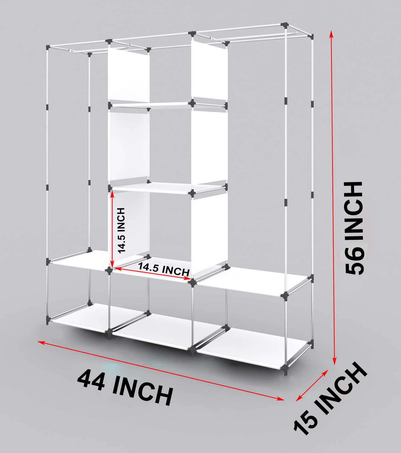 Image of FurniGully 88130 Brown Cloth Rack Storage Organizer Shelves Almirah PP Collapsible Wardrobe