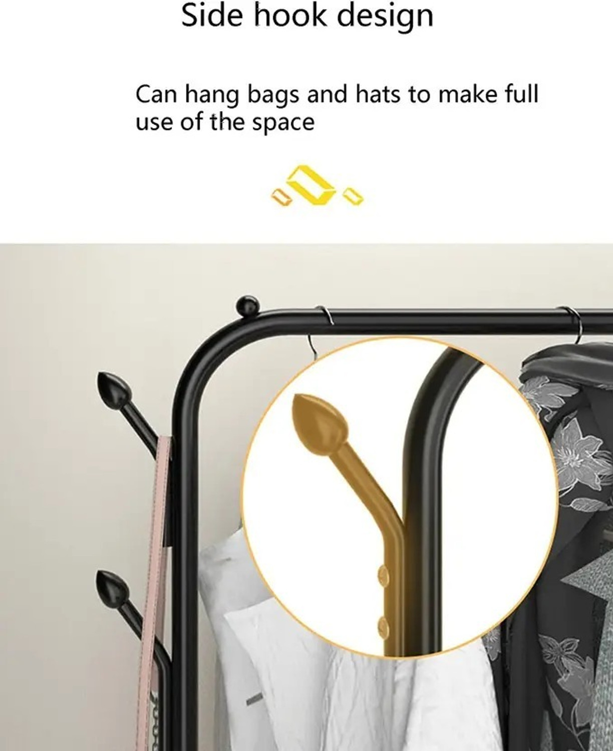 Image of LIGER BLINDS 1 Door 2 Shelf Open Coat clothes hanger stand PP Carbon Steel Collapsible Wardrobe