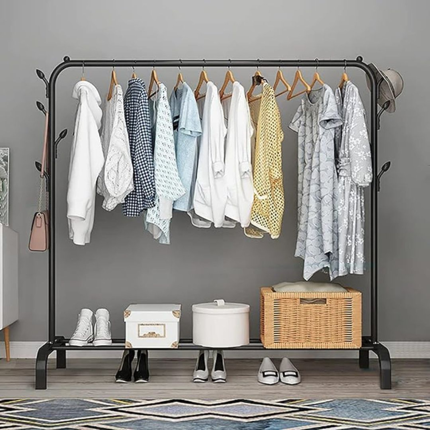 Image of HOMEKO Steel Floor Cloth Dryer Stand HKI-CR-001-BLK