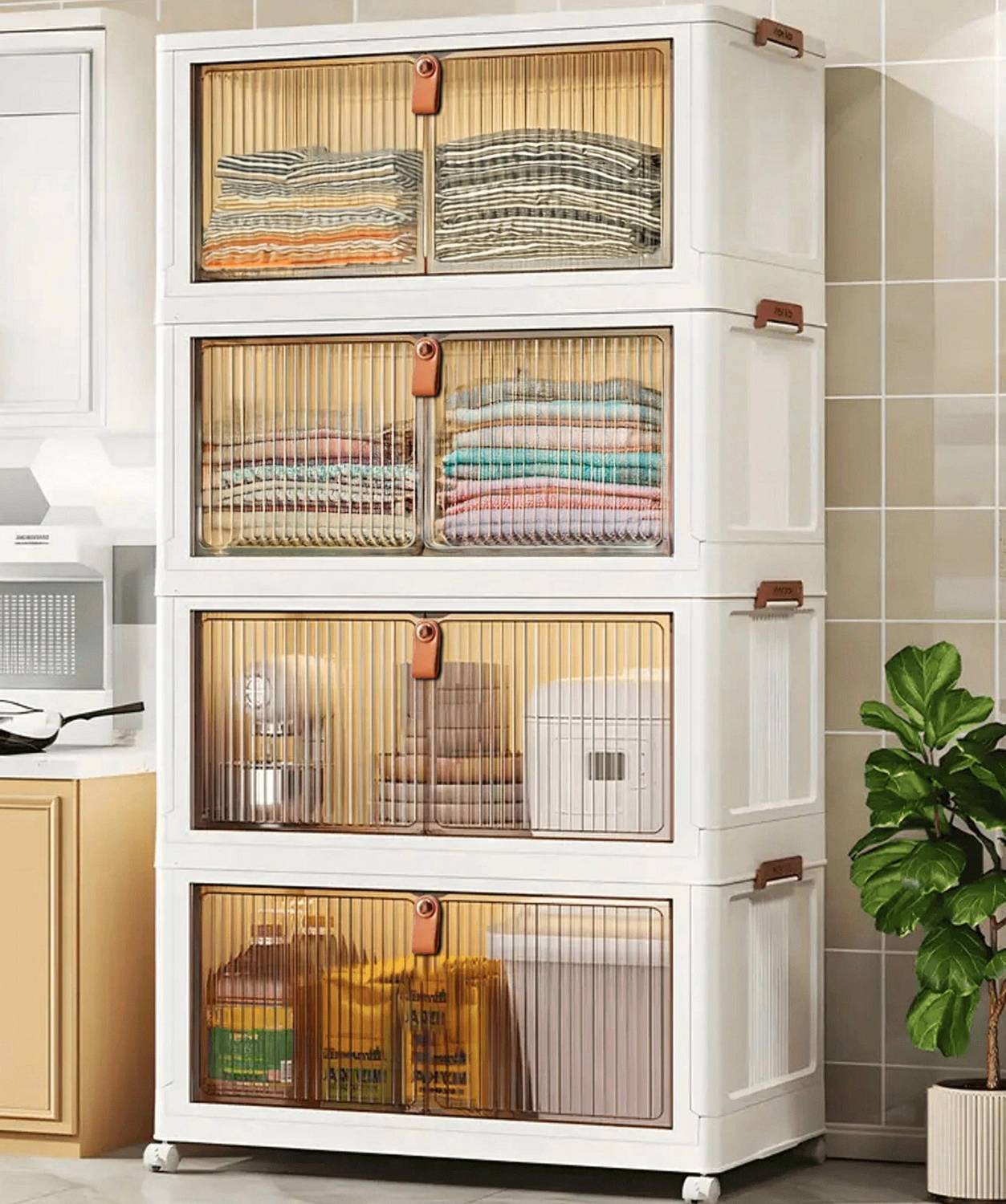 MEVIGO 4-Door 4-Shelf Collapsible Wardrobe