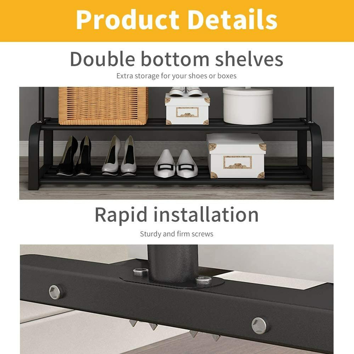 Image of FORMONIX Heavy Duty Clothes Coat Stand Closet Organizer Metal Coat and Umbrella Stand