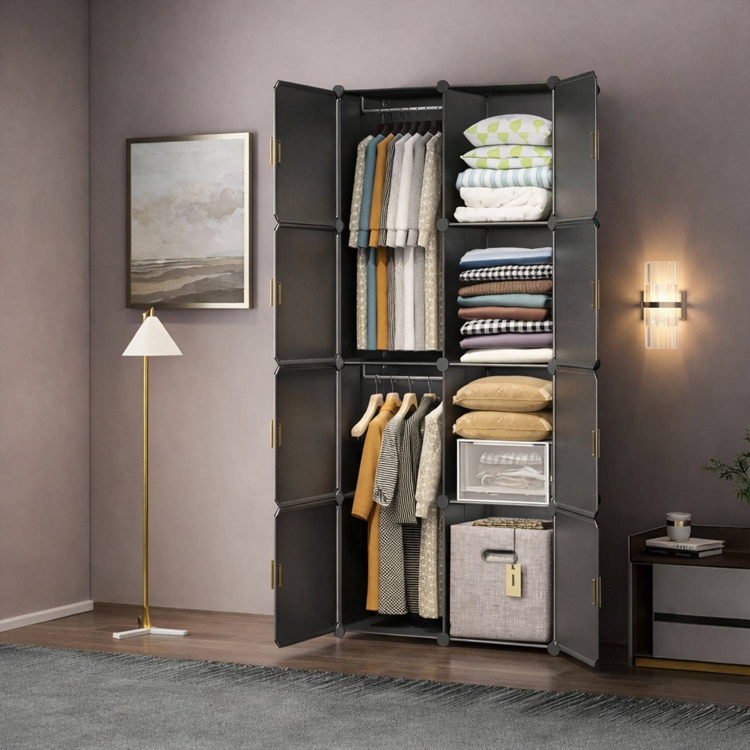 Keekos PC Collapsible Wardrobe Gray