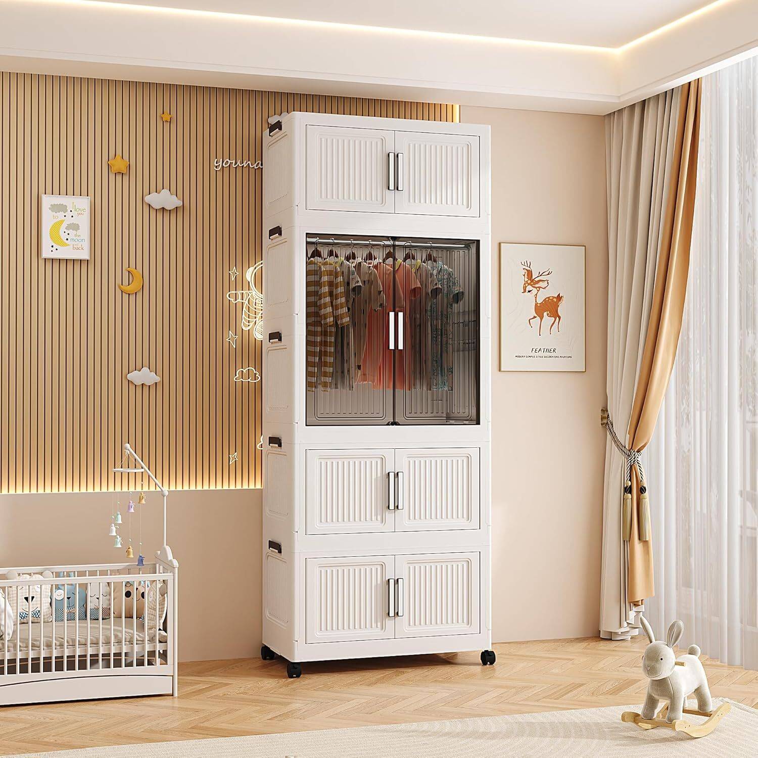 4-Shelf almirah of clothes, cupboard clothes , plastic almirah, wardrobe plastic PP Collapsible Wardrobe - Image 1
