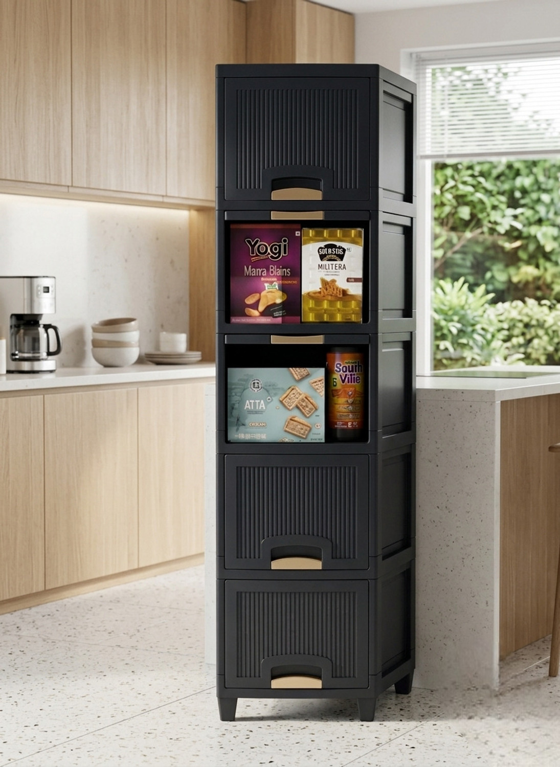 Image of HUMBLE KART 5 XL Black Colour Collapsible Wardrobe. PP Collapsible Wardrobe