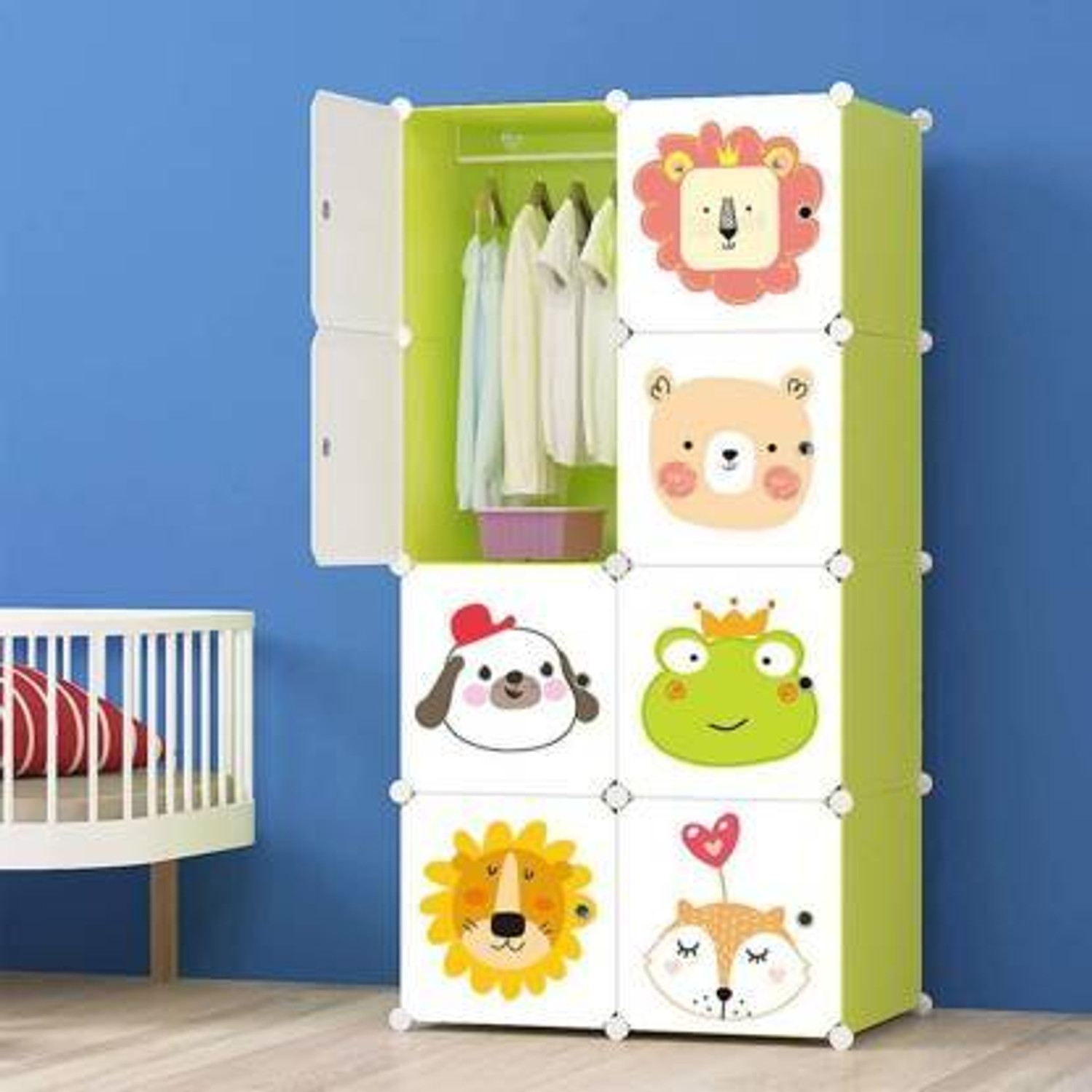 Image of Hemovia 8-Door 8-Shelf Collapsible storage plastic collapsible wardrobe PC Collapsible Wardrobe
