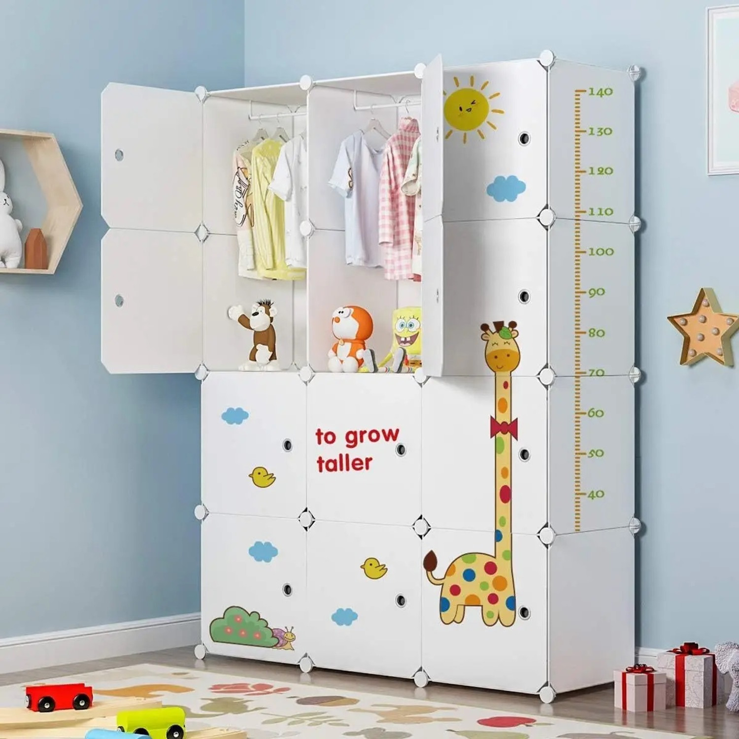 Image of Hemovia 12-Door 12-Shelf Plastic kids Collapsible Cupboard PC Collapsible Wardrobe PC Collapsible Wardrobe