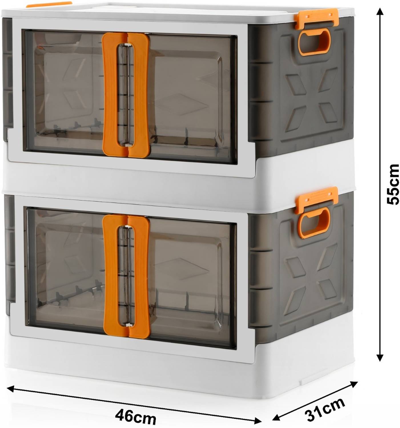 Ali tex 2 Layer Foldable Storage Cabinet with Transparent Doors & Handles Storage Box
