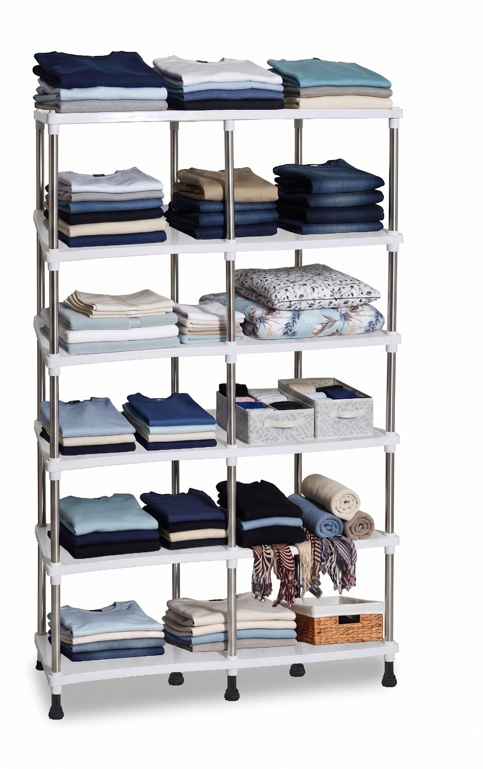 Image of Philoshop 6 Tier Plastic Storage Rack for Home PP Collapsible Wardrobe