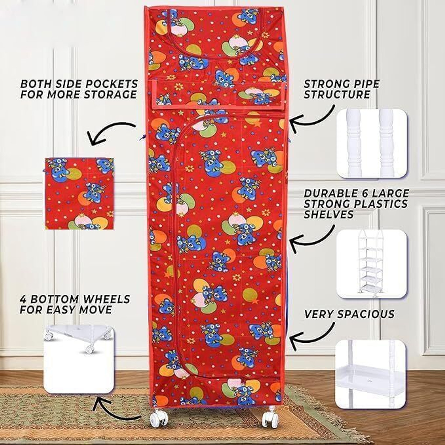 Image of YouCopia 1 Door 6 Shelf Open Plastic (Collapsible Wardrobe) PVC Collapsible Wardrobe