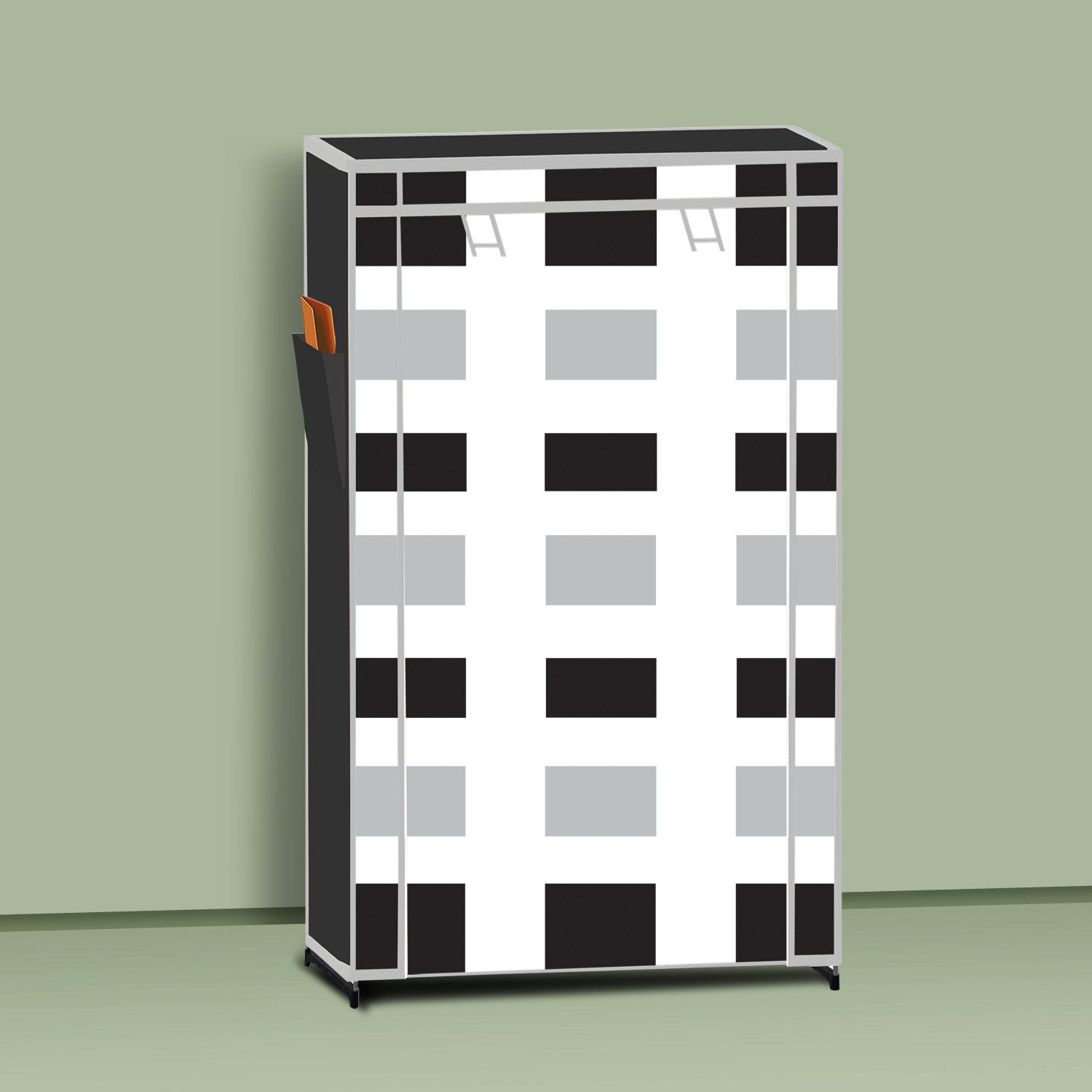 Image of FurniGully 5 Shelf Foldable Collapsible Wardrobe Storage Organizer Almirah Cloth Rack Carbon Steel Collapsible Wardrobe