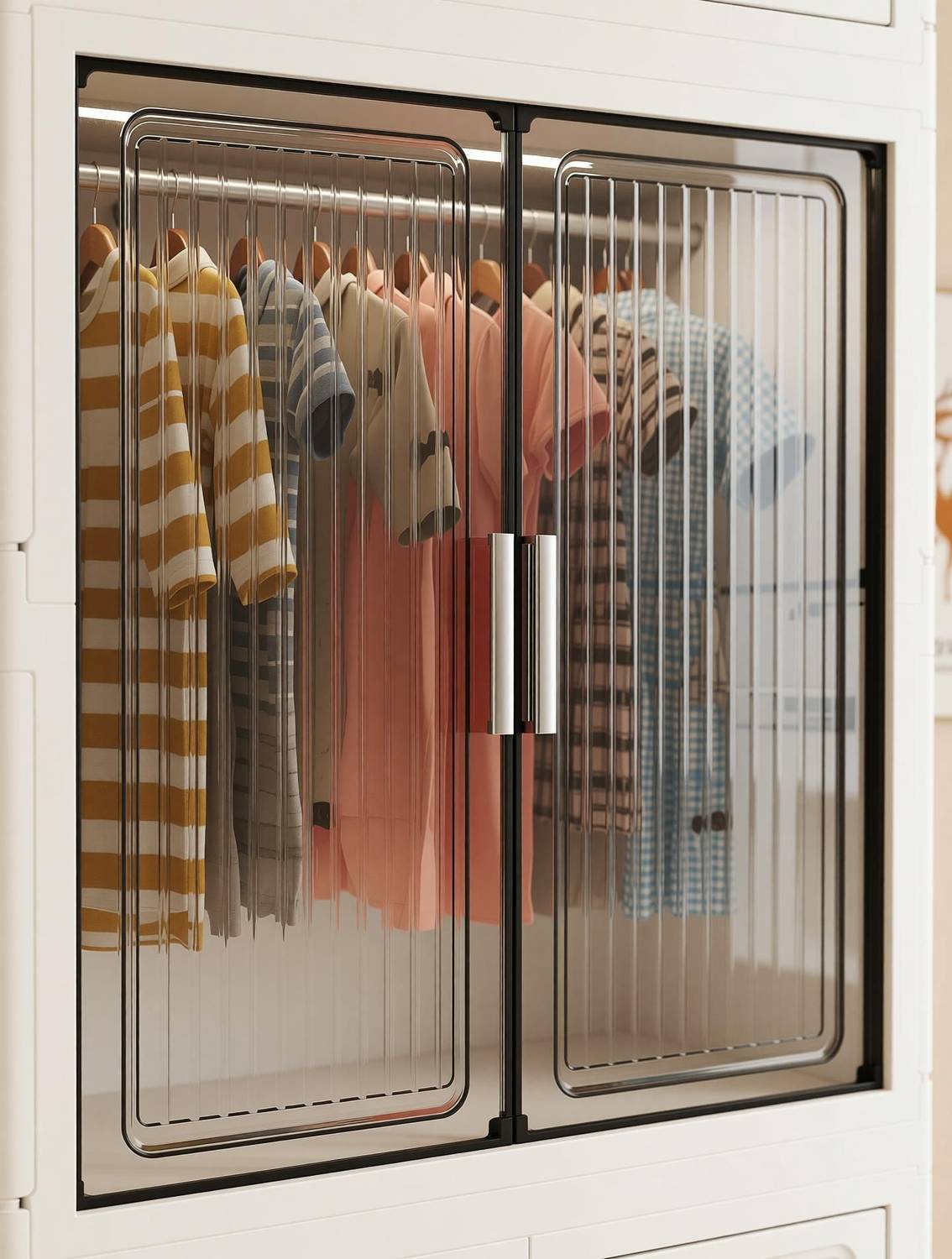 Sasimo 4-Door 4-Shelf Plastic Collapsible Wardrobe - Image 4