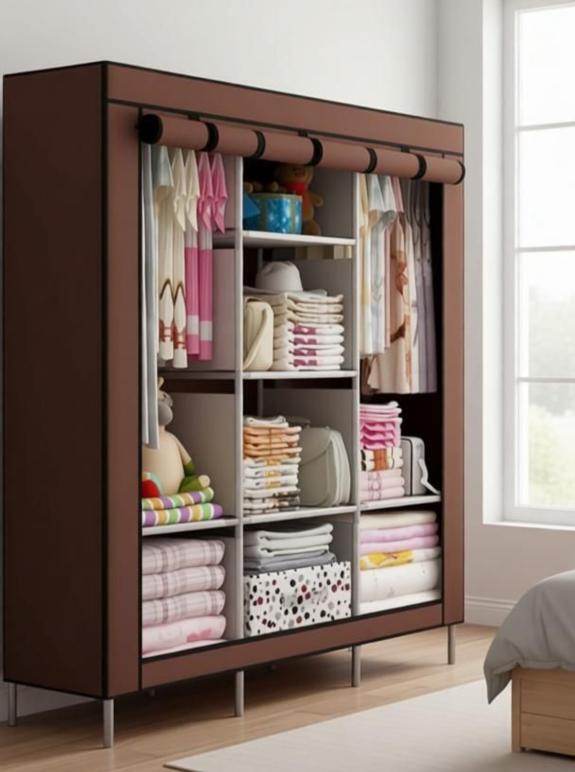 Image of MEZIRE vipash metal wardrobe PP Collapsible Wardrobe