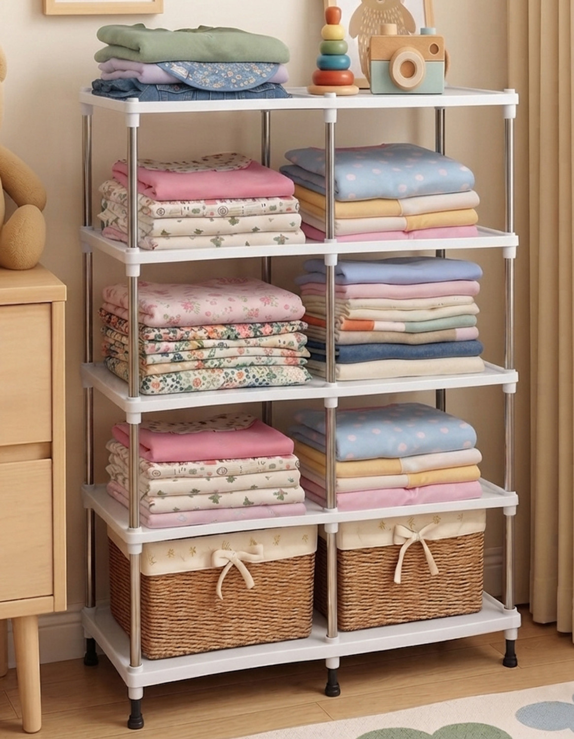 Image of Philoshop 5 Tier Storage Rack | Plastic Utility Shelf for Home PP Collapsible Wardrobe