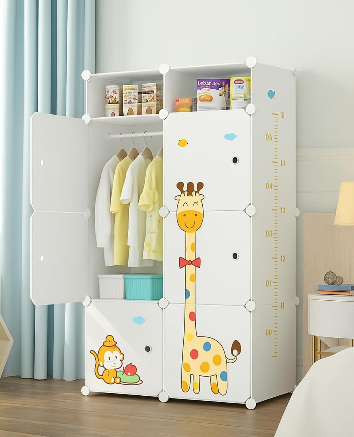 Image of Hemovia 6-Door 8-Shelf Plastic kids Collapsible Cupboard PC Collapsible Wardrobe PC Collapsible Wardrobe