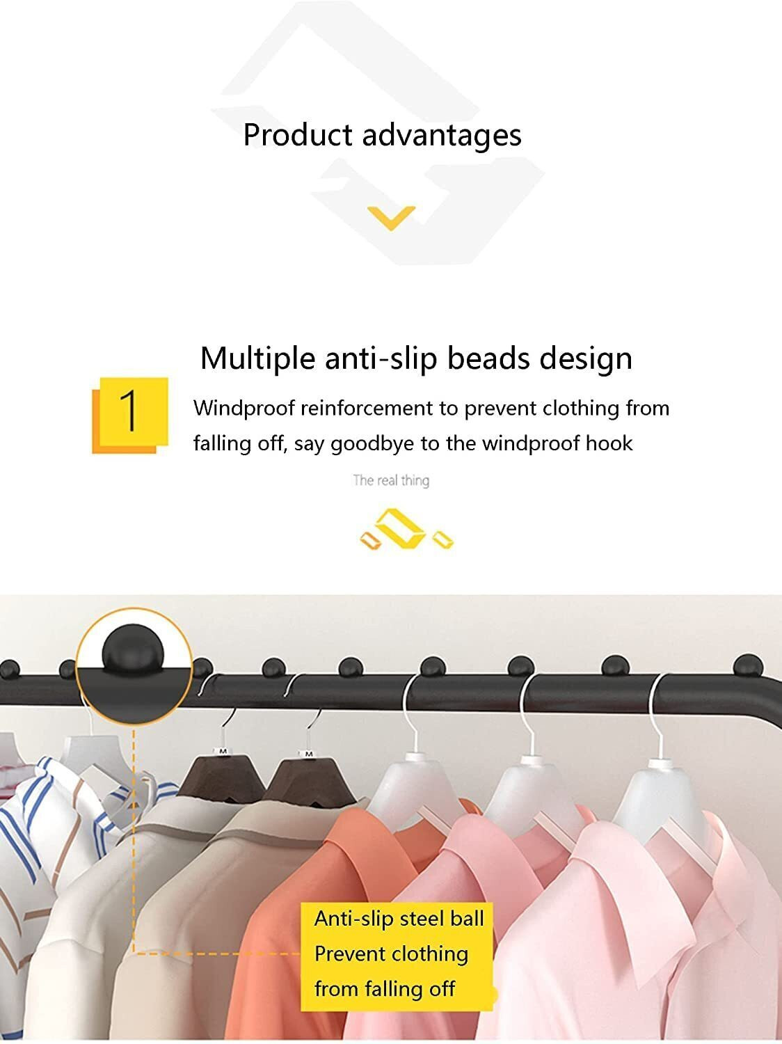 Image of CREXOS Aluminium Wall Cloth Dryer Stand Storage Rack 6 Hooks Coat and Umbrella Metal PP Collapsible Wardrobe