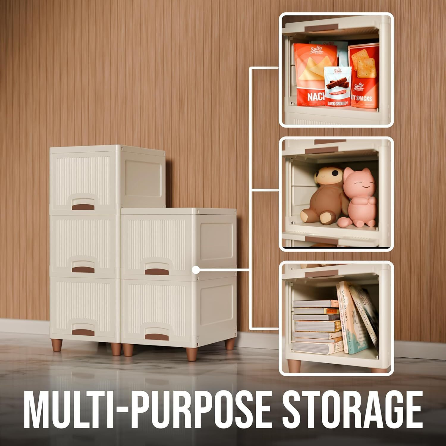 Image of PALAK 5 Layer Foldable Cabinet Plastic Cupboard For Storage Plastic Modular Drawer Plastic Free Standing Cabinet