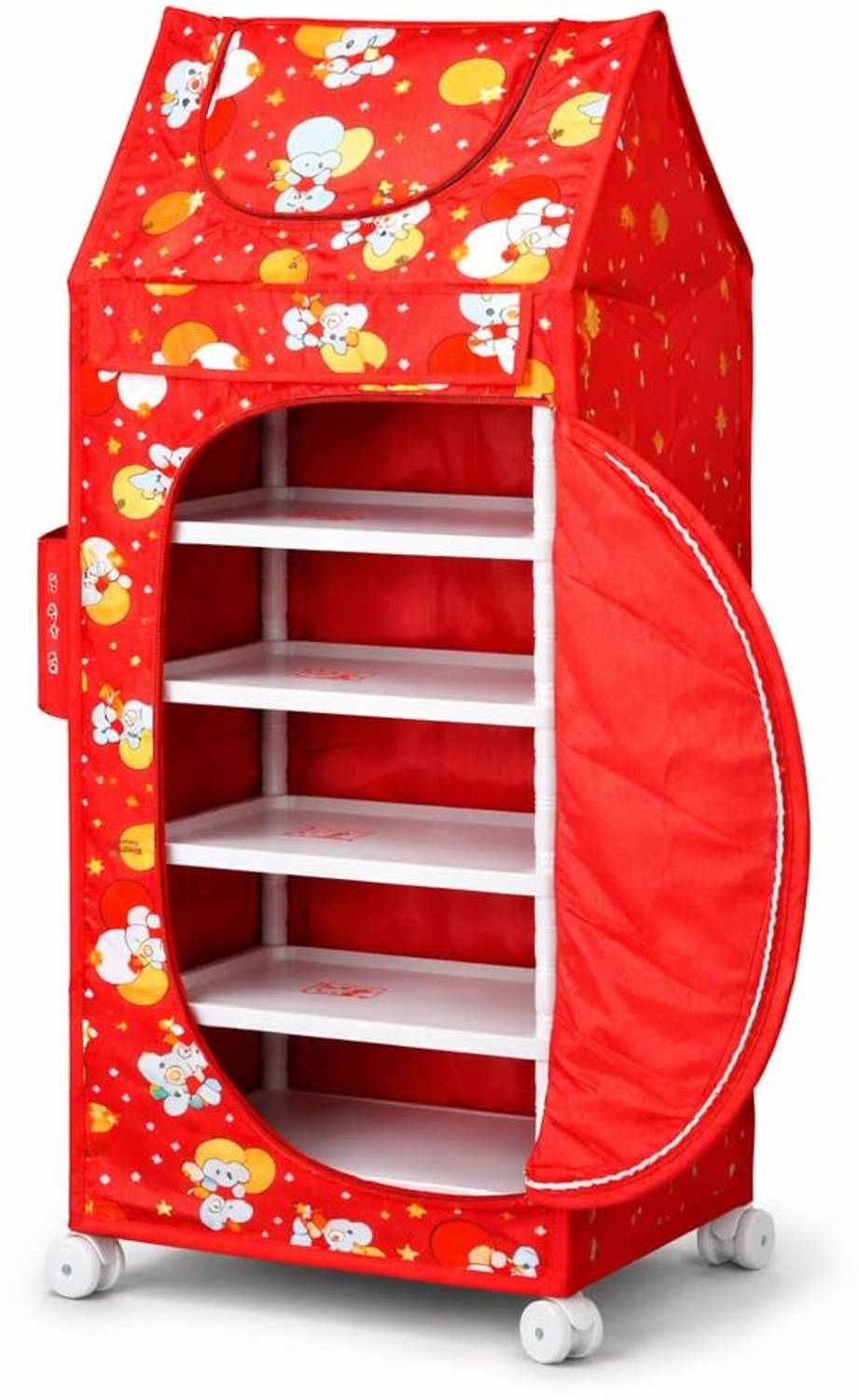 Babyjoys Babyjoys Baby Wardrobe Organizer with 5 Shelves, Foldable Plastic Baby Almirah PVC Collapsible Wardrobe