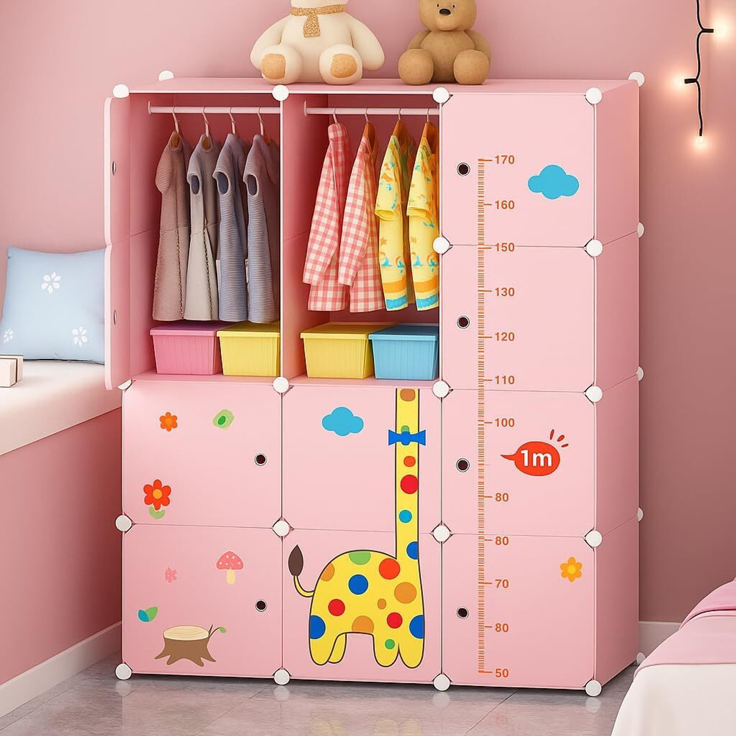 Image of Hemovia 12-Door 12-Shelf Plastic kids Collapsible Cupboard PC Collapsible Wardrobe PC Collapsible Wardrobe