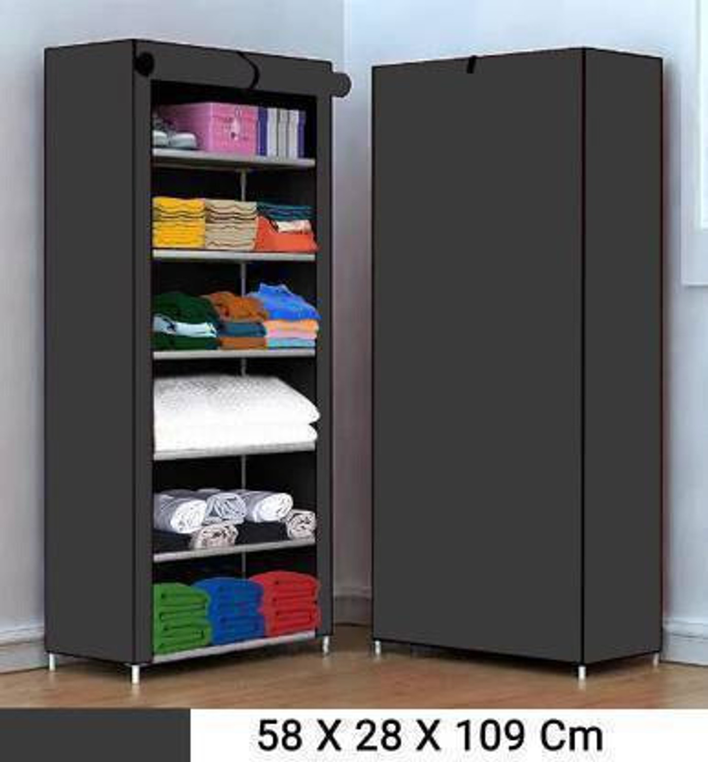 Image of FurniGully Carbon Steel Collapsible Wardrobe