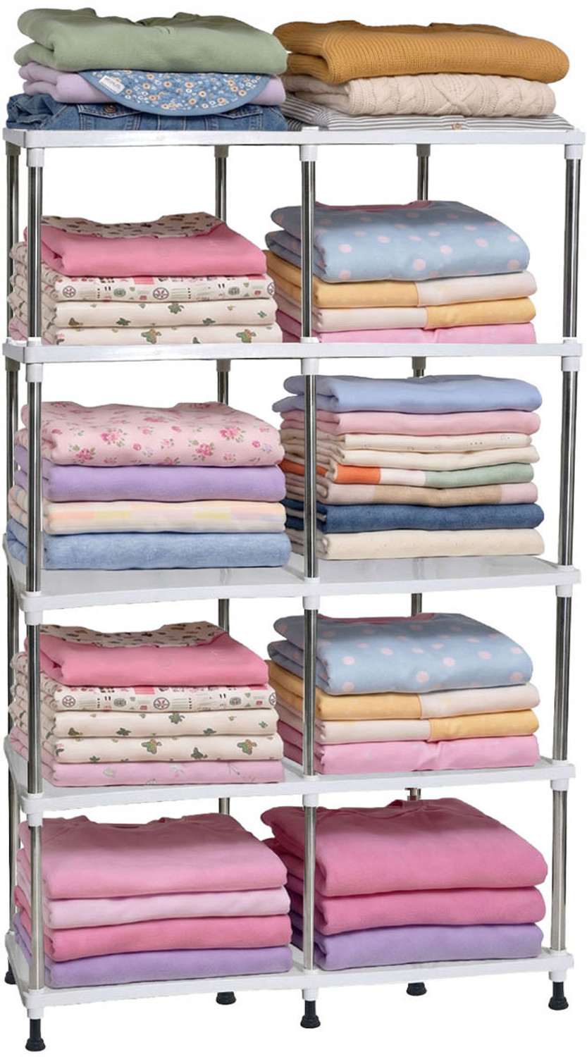 Image of Philoshop 5 Tier Storage Rack | Plastic Utility Shelf for Home PP Collapsible Wardrobe