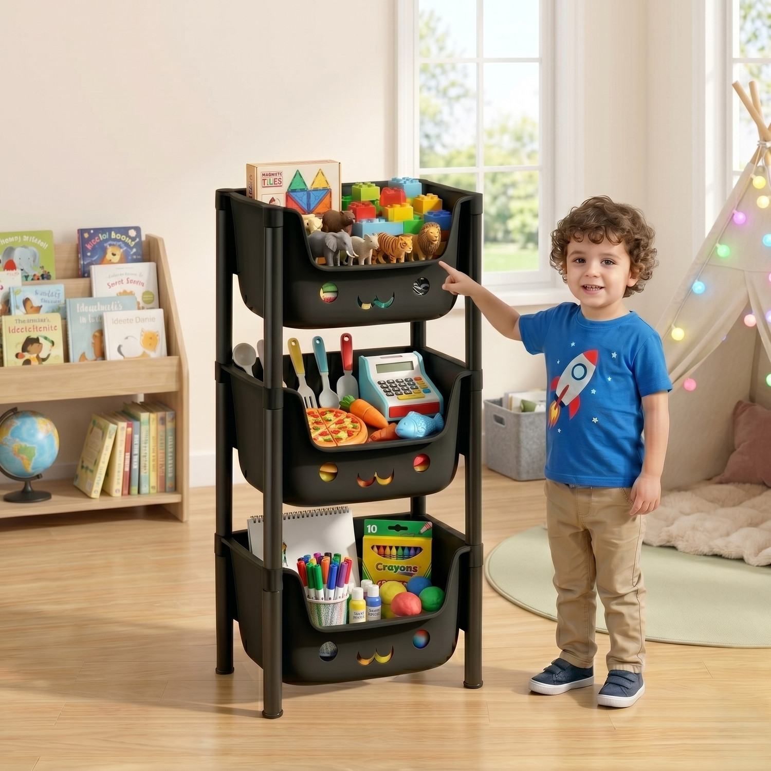 Image of Carlos 3 Compartments Plastic Cabinet for Multipurpose Storage Bedroom|Hospital Plastic Kitchen Cabinet