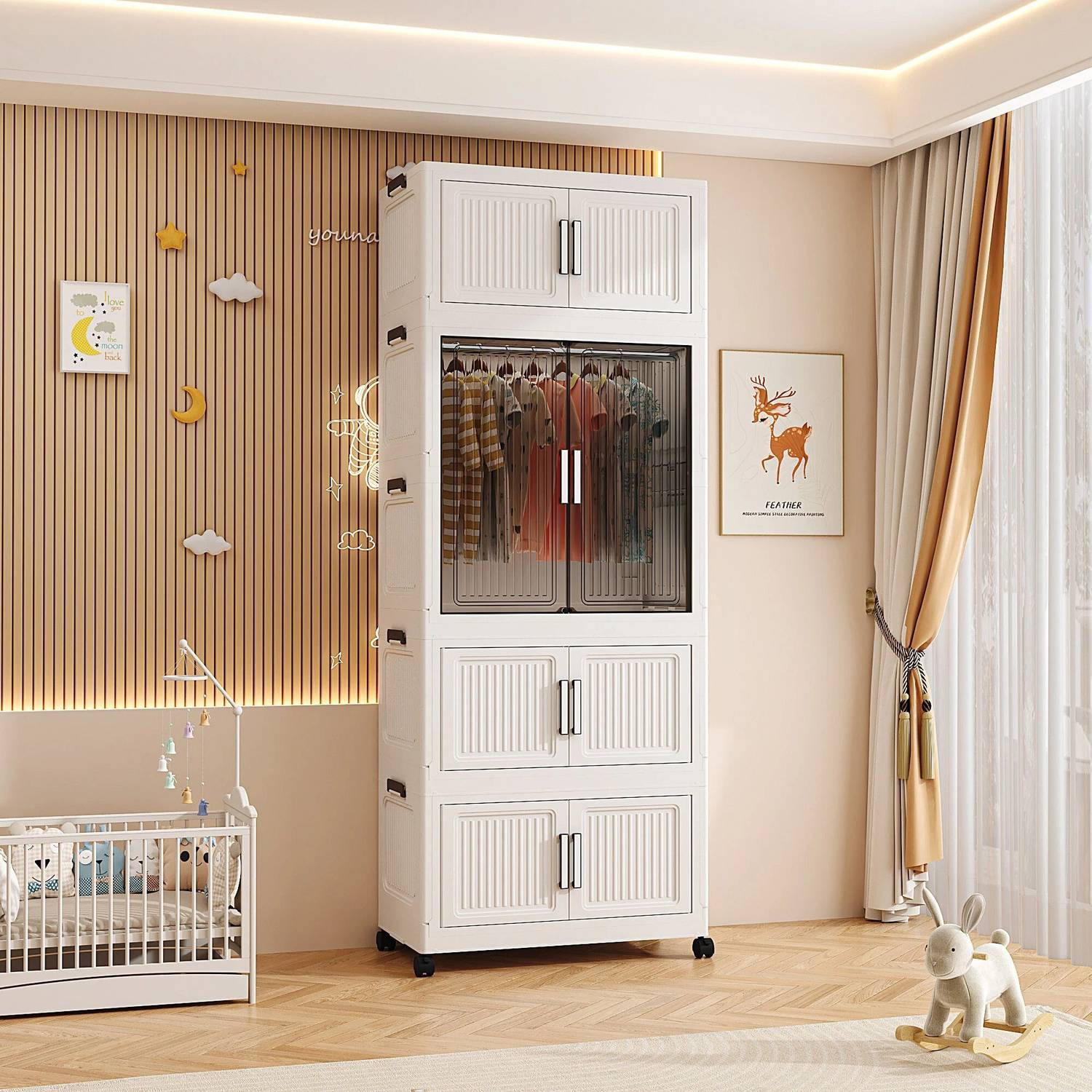 Sasimo 4-Door 4-Shelf Plastic Collapsible Wardrobe - Image 1