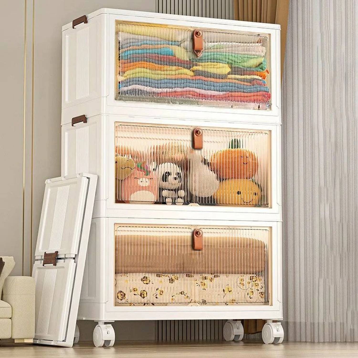 Sasimo 3-Door 3-Shelf Plastic Foldable Cupboard - Image 1