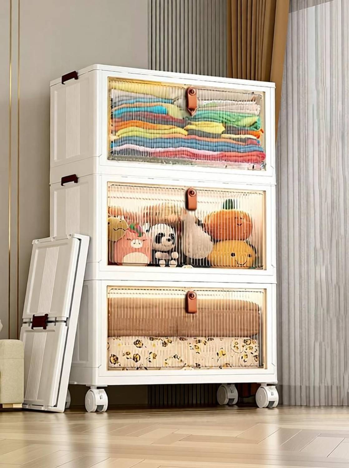 Sasimo 3-Door 3-Shelf Plastic Foldable Cupboard - Image 2